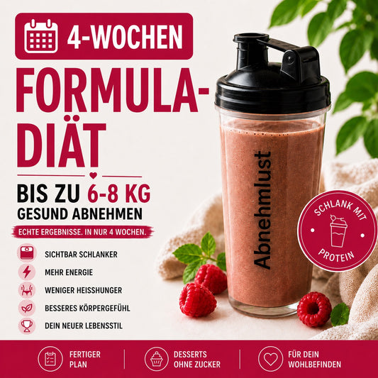 4-Wochen Formula-Diät mit Proteinshake – gesund abnehmen bis zu 6–8 kg in 4 Wochen, fertiger Ernährungsplan