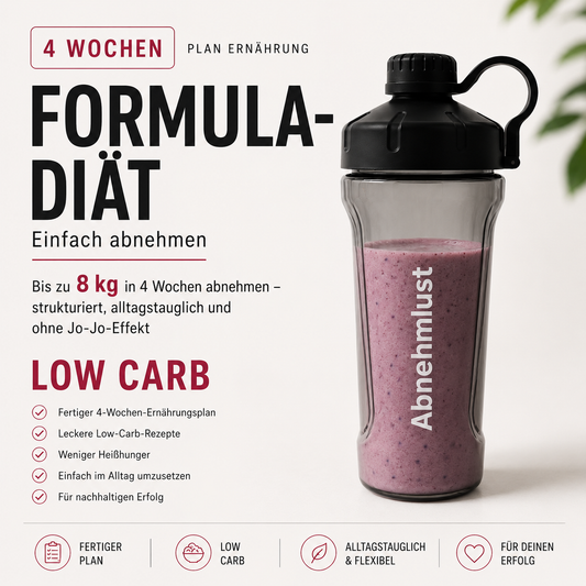 4-Wochen PDF Abnehmplan mit Proteinshake – einfach abnehmen bis zu 8 kg in 4 Wochen, fertiger Ernährungsplan